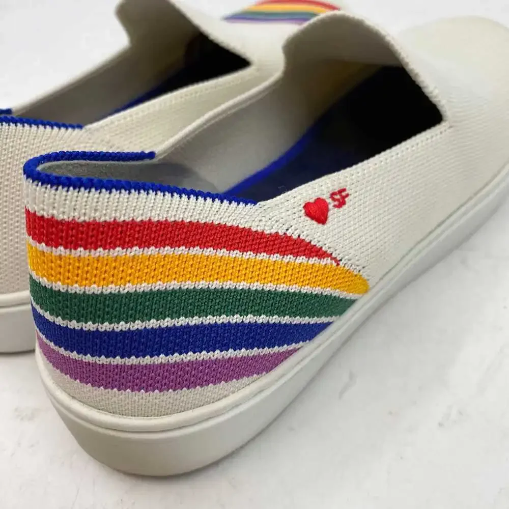Rothy’s White Rainbow Slip-On Sneakers | Women’s US 8